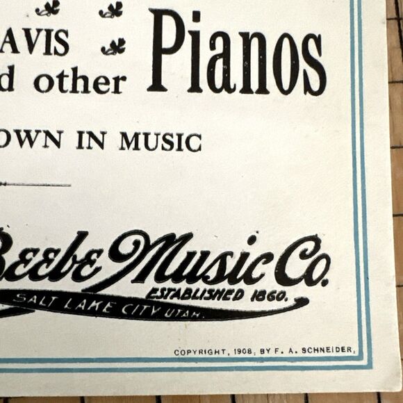 Daynes Beebe Music Salt Lake City Utah Advertising Ink Blotter Sailboat 1908 HTF - Picture 5 of 6